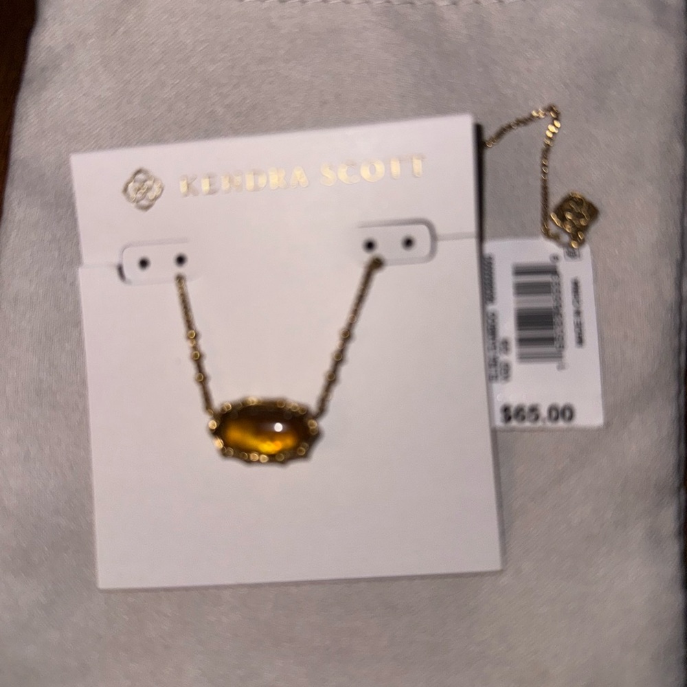 Kendra Scott Gold Necklace with Amber Stone